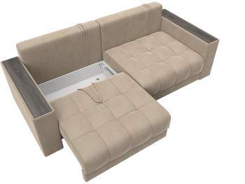 Диван прямой с декором Лига-049 НПБ, велюр SEVEN