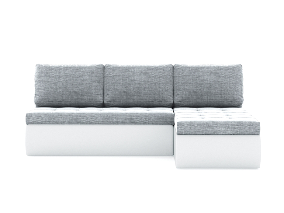 Диваны угловые в гостиную, Диван-кровать угловой Кормак без подлокотников, рогожка +кож.зам белый