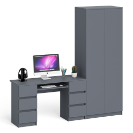 Стол компьютерный МС-2 две тумбы с ящиками с двухдверным шкафом Мори