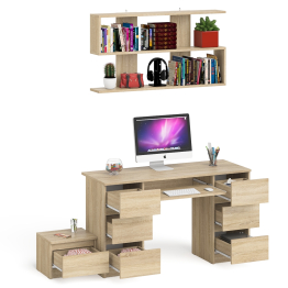 Двухтумбовый стол компьютерный Мори МС-2 с тумбочкой с ящиком и полкой на 1200