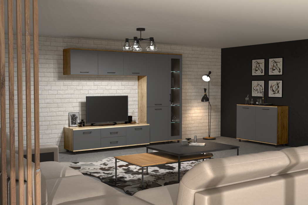 Стенки для гостиной, Модульная гостиная Грейс композиция 10  Гикори Джексон Светлый