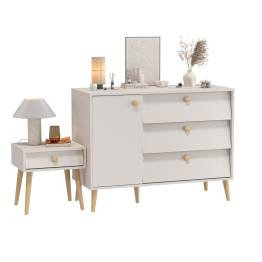 Комод с дверкой и тремя ящиками и тумба прикроватная Афина