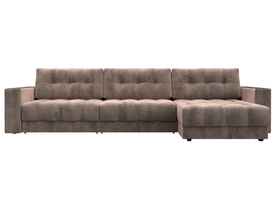 Дизайнерские диваны для гостиной, Диван угловой с декором Лига-049 НПБ Лонг, велюр TOWER