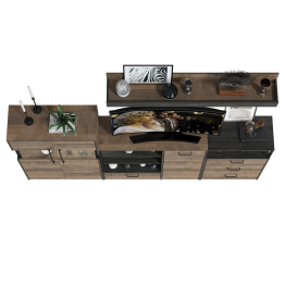 Комод с витриной с подсветкой с комодом с ящиком и дверкой и с комодом три ящика и ниша Трувор