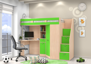 Кровать чердак Golden Kids 6 дуб молочный