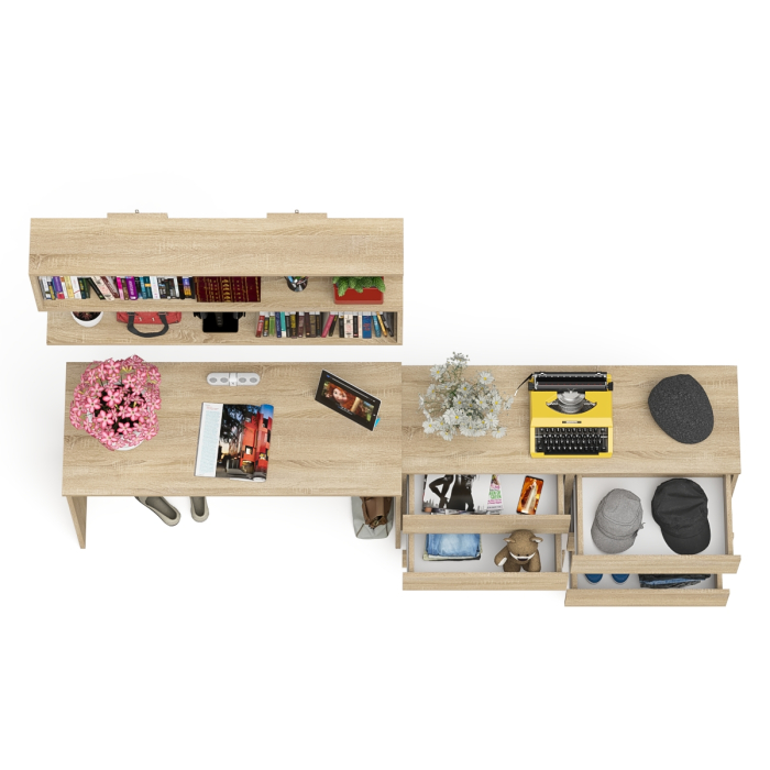 Прямые компьютерные столы, Мори стол письменный 1200.1 с полкой 1200 и широким комодом