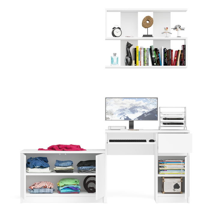 Прямые компьютерные столы, Стол компьютерный однотумбовый Мори МС-1 правый с верхней полкой 900 и тумбой