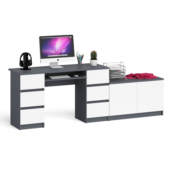 Прямые компьютерные столы, Двухтумбовый компьютерный стол Мори МС-2 с широкой тумбой на 900