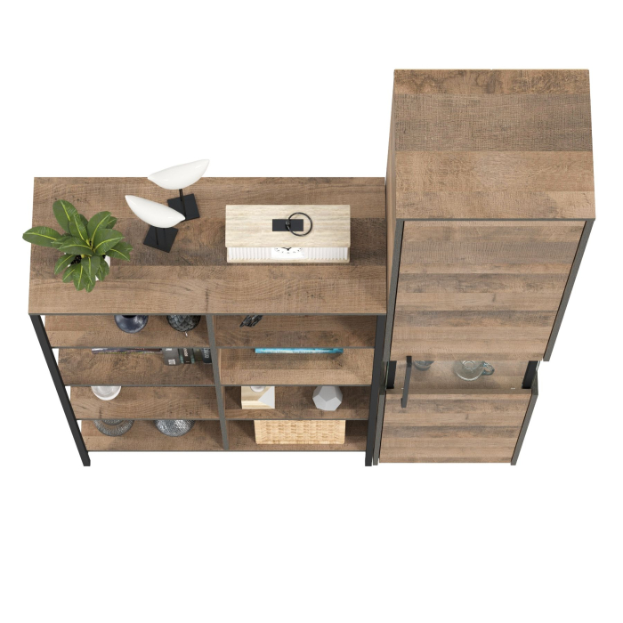 Стенки для гостиной, Стеллаж 13.151.02 и шкаф-пенал с витриной с подсветкой Трувор