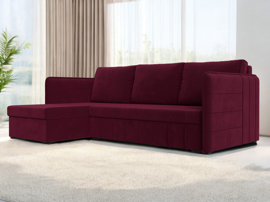 Диваны угловые в гостиную, Угловой диван Слим левый угол, микровельвет