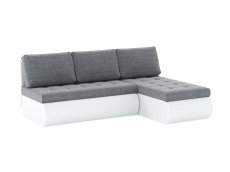 Диваны угловые в гостиную, Диван-кровать угловой Кормак без подлокотников, рогожка +кож.зам белый