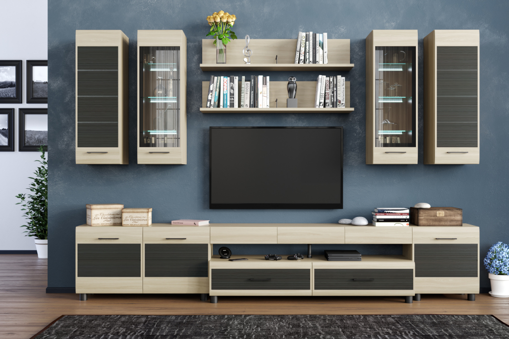 Стенки для гостиной, Модульная гостиная Камелия композиция 9