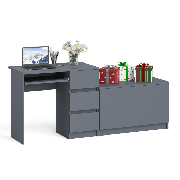 Прямые компьютерные столы, Тумба Мори МА900.1 и стол компьютерный МС-6 ящики справа