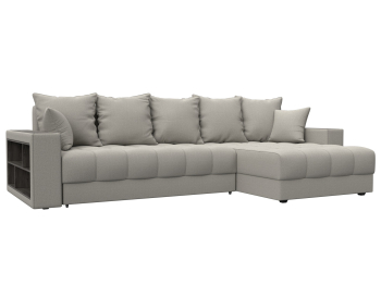 Диван угловой с декором и полкой Лига-050 НПБ, рогожка Амур