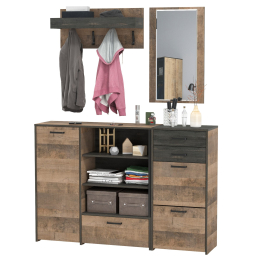 Комод с дверкой с высокой тумбой для обуви с зеркалом и вешалкой Трувор