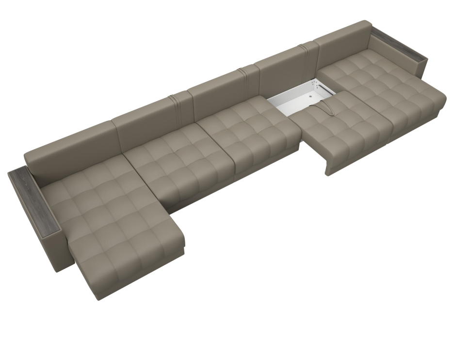 Диваны еврокнижки, Диван П-образный с декором Лига-049 НПБ Мегалонг, экокожа GRIFON