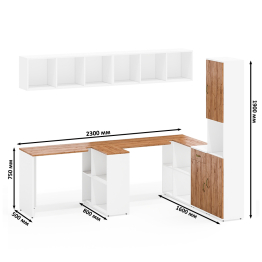 Набор мебели в детскую комнату Лидер-8 из столов компьютерных с полками и тумбы с дверкой и пенала