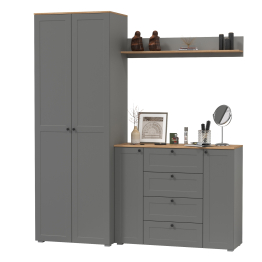 Платяной шкаф с большим комодом и навесной полкой Остин