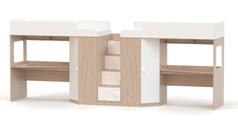 Кровать-чердак  с угловым шкафом и столешницей Ridgimmi 11.2