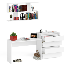 Комод Мори четыре ящика МК800.4 с письменным столом с навесной полкой на 1200