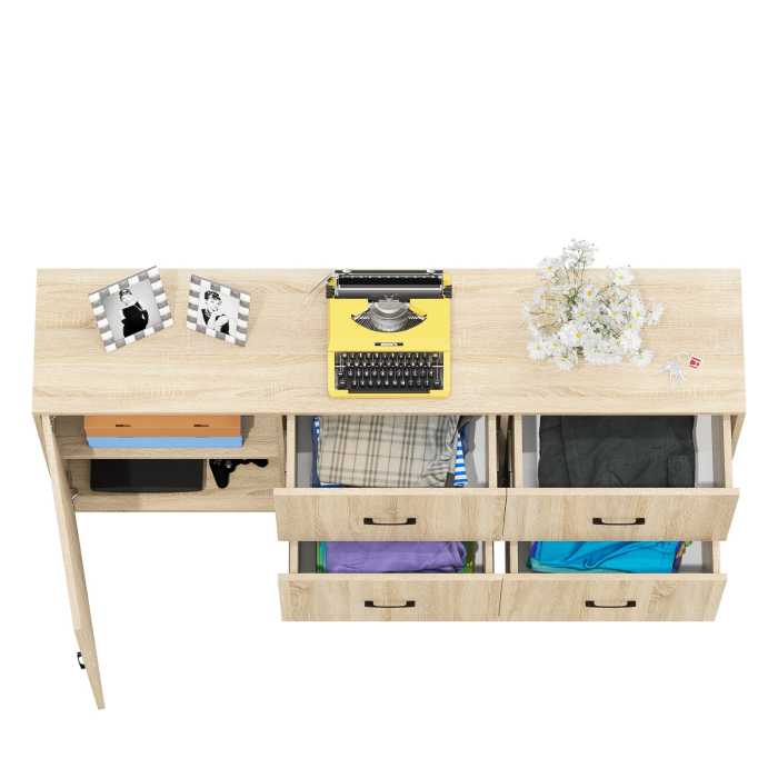 Комоды, Комод широкий с дверкой и ящиками РВК 125-1704