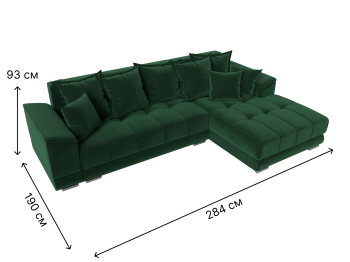 Угловой диван НордСтар правый угол, велюр