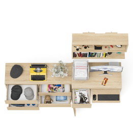 Большой комод на 6-ть ящиков Мори с компьютерным столом МС-1 левый и полка открытая на 900