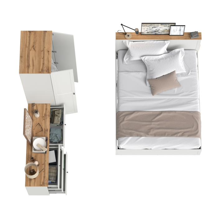 Спальные гарнитуры, Кровать со спальным местом 1600х2000 с ортопедическим основанием и платяной шкаф с комодом Остин 16.240