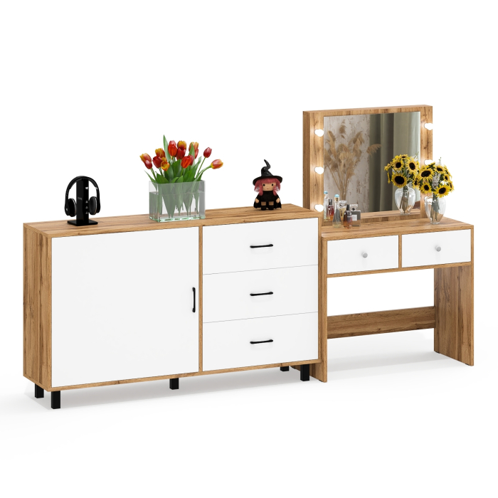 Туалетные столики, Косметический столик с лампочками СТ-5 и комод-тумба 122-1504