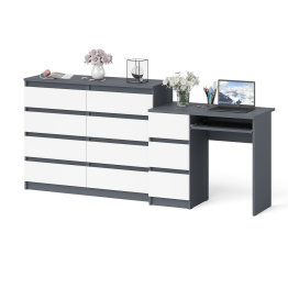 Комод Мори 1200-8 и стол компьютерный МС-6 3 ящика слева