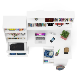 Рабочее место с угловым столом Мори МС-16 правым со стеллажом и полкой