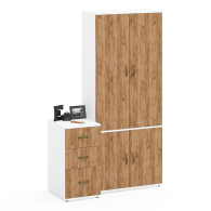 Домашние кабинеты, Шкаф для одежды Лидер-8 20Б и тумба три выдвижных ящика