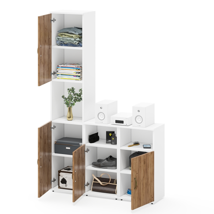 Домашние кабинеты, Пенал для домашнего офиса и две тумбы с дверками Лидер-8.