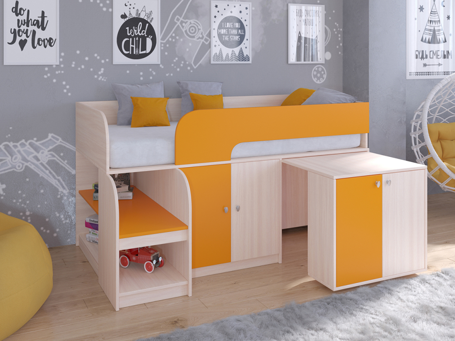 Кровати-чердаки, Кровать-чердак Астра 9 V8 Дуб молочный