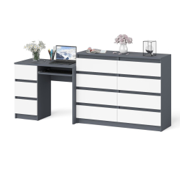 Комод Мори 1200-8 и стол компьютерный МС-6 3 ящика слева