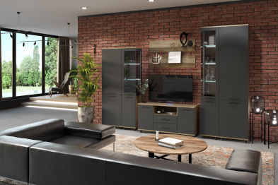 Модульная гостиная Грейс композиция 3  Гикори Джексон Светлый