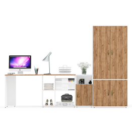 Стол письменный-трансформер Лидер-8 с тумбочкой с нишей и глубоким бельевым шкафом