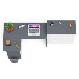 Комод Мори МК800 4-ре ящика с угловым компьютерным столом Мори МС-16 тумба слева