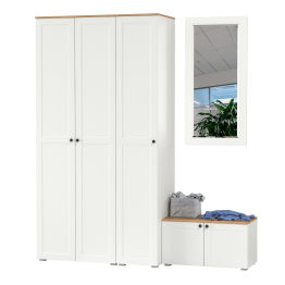 Шкаф 2-х дверный с тумбой и зеркалом и пеналом для прихожей Остин