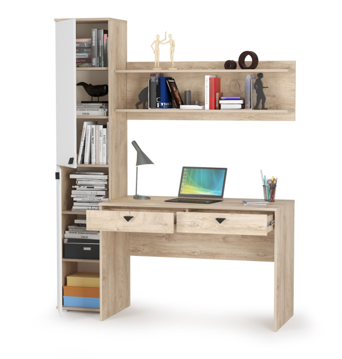 Детские комнаты, Стол компьютерный с пеналом и полкой Бостон № 36