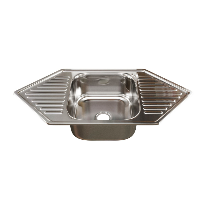 Кухонные мойки, Мойка врез 95х50 (0,8) УГЛОВАЯ вып 3 1/2 MIXLINE 18см с сифоном