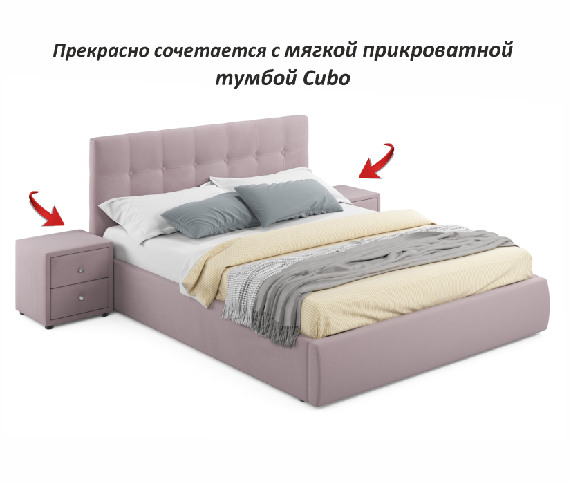Мягкая кровать, Мягкая кровать Selesta 1400 с матрасом PROMO B COCOS с подъемным механизмом