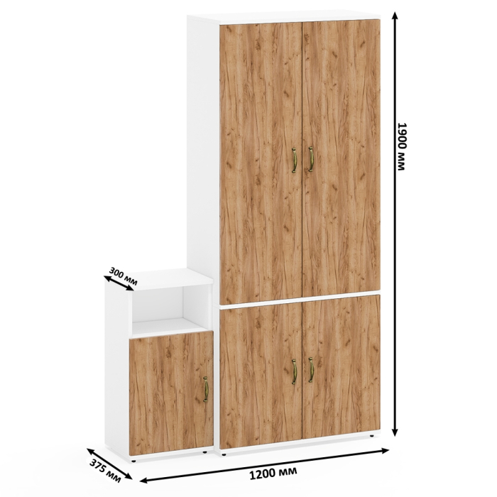 Домашние кабинеты, Шкаф с дверками и полками 20Б и тумба с нишей и дверкой Лидер-8