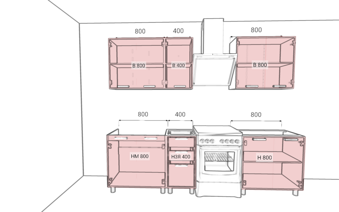 Кухонные гарнитуры, ГК Аленушка 2 м Лилия (без столешницы)