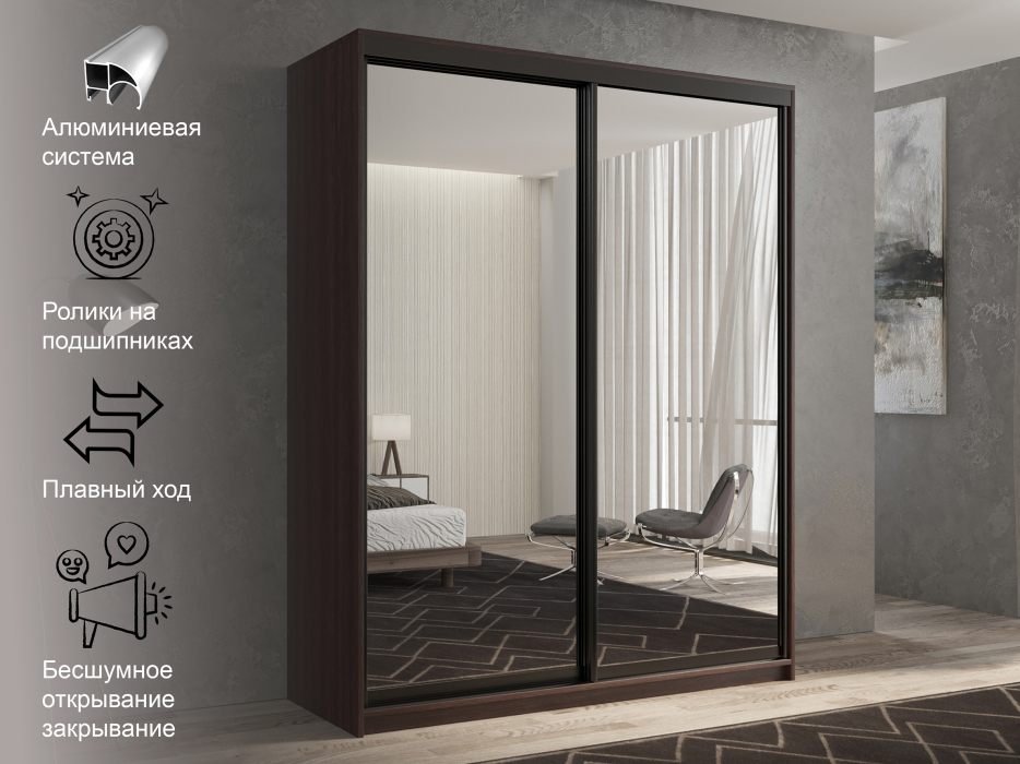 Шкафы-купе 2-х дверные, Шкаф-купе 2х дверный Кааппи 1 120х60