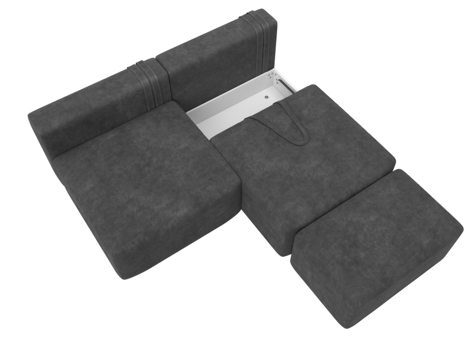 Диваны еврокнижки, Диван прямой модульный с пуфом Лига-060 НПБ, велюр BRUT