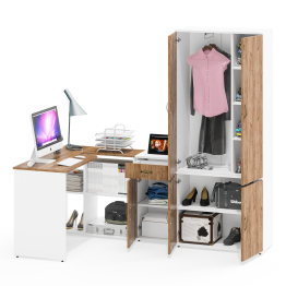 Тумбочка для документов Лидер-8 3.15 с рабочим столом и шкафом для одежды и документов