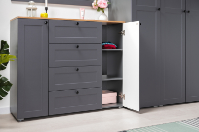 Комод Остин 16.221, серый графит, дуб золотой крафт