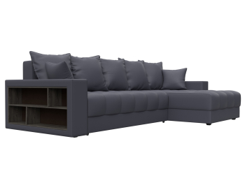Диван угловой с декором и полкой Лига-050 НПБ, экокожа GRIFON