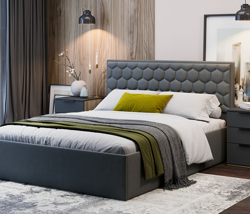 Кровати 160х200, Кровать Порто без ПМ, Велюр